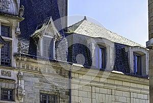 Vintage architecture of Old Town in Vitre, France