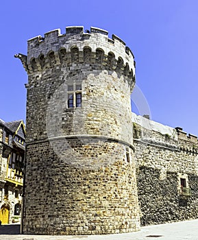 Vintage architecture of Old Town in Vitre, France