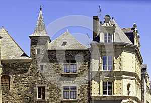 Vintage architecture of Old Town in Vitre, France