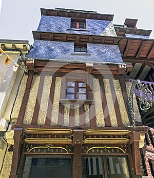 Vintage architecture of Old Town in Vitre, France