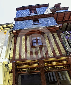 Vintage architecture of Old Town in Vitre, France