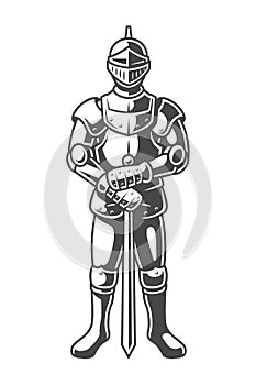 Vintage armored medieval knight concept