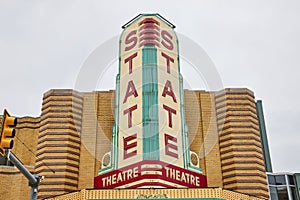 Vintage Art Deco Theater Marquee in Urban Setting