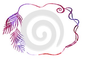 Calligraphic multicolor Frames freehand drawing. Colorful red, orange, violet, lilac and purple artistic vintage circle