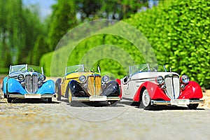 Vintage Audi roadster cars - scale models