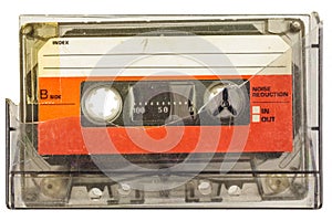 Vintage audio compact cassette isolated on white