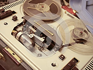 Vintage audio equipment. Tape recorder.