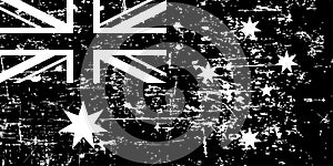 Vintage Australian grunge flag, black isolated on white background, vector illustration.