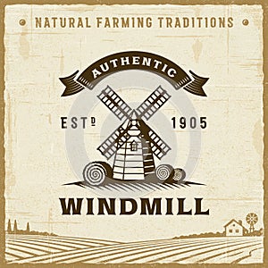 Vintage Authentic Windmill Label