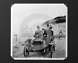 Vintage Auto Photo, Model T Ford with Passengers