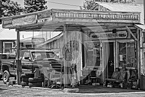 Vintage auto repair wooden building