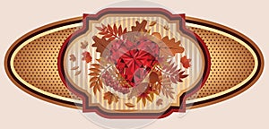 Vintage autumn banner with ruby heart, vector