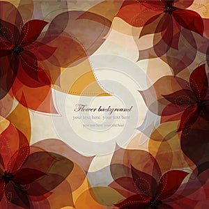 Vintage autumn floral background, card with brown-