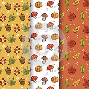 Vintage autumn leaves seamless pattern background.