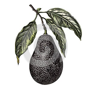 Vintage avocados illustration. Hand drawn whole avocado