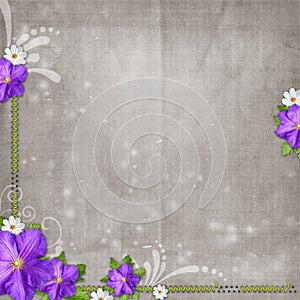 Vintage background with blue flower and daisy