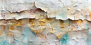 Vintage background with cracks filled gold and colorful paint and holes in it