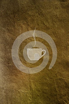 Vintage background with a cup of coffee and coffee beans pattern