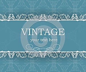 Vintage background with decorative frame. Elegant design element template with place for your text. Floral border.