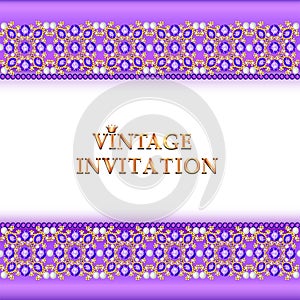 vintage background, elegant antiques, Victorian goldl ornament, baroque frame, beautiful invitation