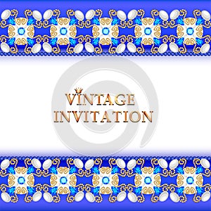 vintage background, elegant antiques, Victorian goldl ornament, baroque frame, beautiful invitation