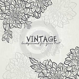 Vintage background with flowers dahlias for your text-EPS10