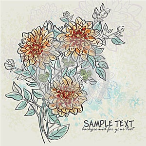 Vintage background with flowers dahlias for your text-EPS10