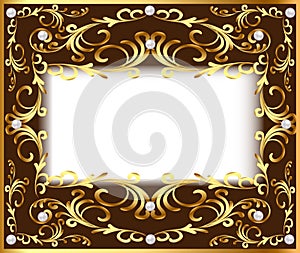 vintage background frame with vegetable Golden patt photo