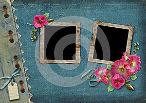 Vintage background with frames for photos