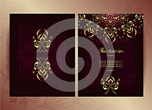 Vintage background mandala card with golden lace ornaments and art   deco floral decorative elements