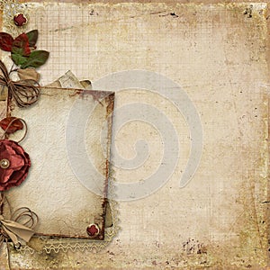 Vintage background with old card and decorations