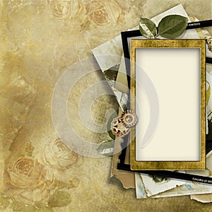 Vintage background with old photo-frame