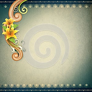 Vintage Background with Ornamental Frame for Greeting Card