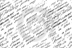 Vintage background of poems, poetry or handwritten couplets written in ink on a white background.