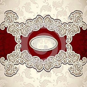 Vintage background with seamless pattern in pearly beige and red