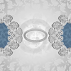 Vintage background with seamless pattern in silver blue