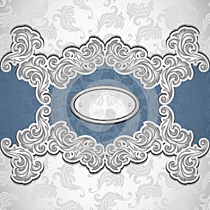 Vintage background with seamless pattern in silver blue