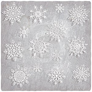 Vintage background with snowflake set