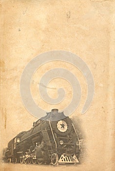 Vintage background with steam locomotive