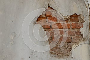 Vintage background texture old masonry stone bricks on the ancient cement with cracks