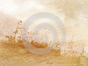 Vintage background textured flowers and grass