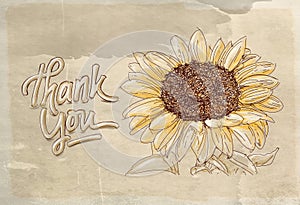 Vintage background with vase of daisies on old paper