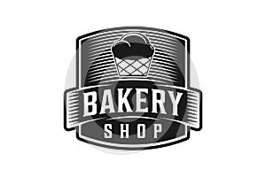 vintage badge bakery shop logo Designs Inspiration Isolated on White Background.