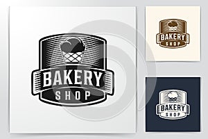 vintage badge bakery shop logo Designs Inspiration Isolated on White Background