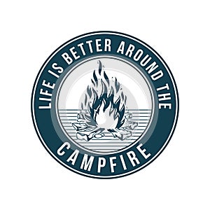 Vintage badge with campfire outdoor