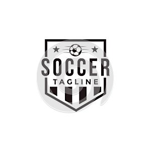 Vintage badge emblem Football soccer sport team club league logo with ball concept icon vector