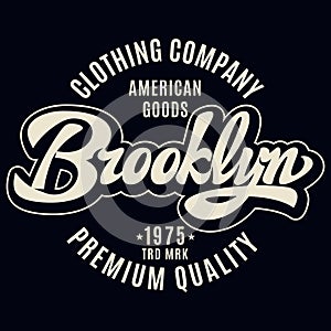 Vintage badge with a stylish inscription Brooklyn in retro style. Vector illustration. Template for design