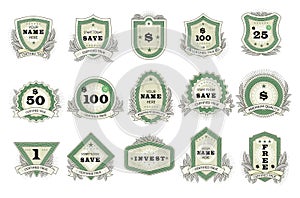 Vintage badge vector retro sticker or premium emblem sign illustration emblematical set of tag or logo in classic style