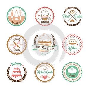 Vintage bakery badges, labels and logos