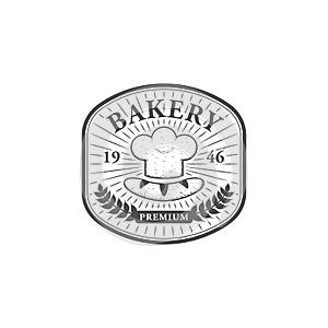 Vintage bakery chef emblem logo symbol hand drawing illustration